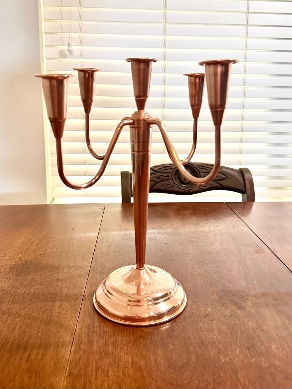 Vintage 1950s Solid Copper 5-Arm Candelabra Centerpiece